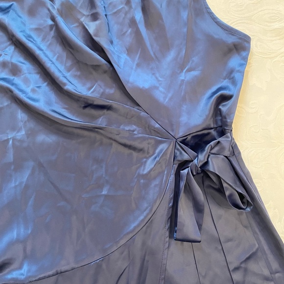 Allegra K Women Sleeveless Satin Dress Stand Collar Tie Ruched Waist Dress - Picture 8 of 13